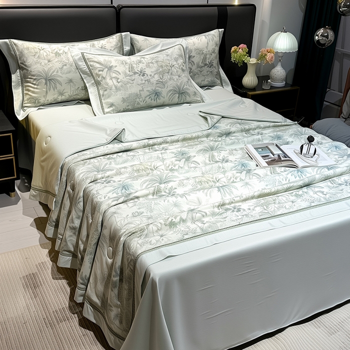 91家纺网 家纺一手货源 找家纺 （总）欧夏家纺 2026莱赛尔天丝麻数码印花镂空夏被空调被夏凉被