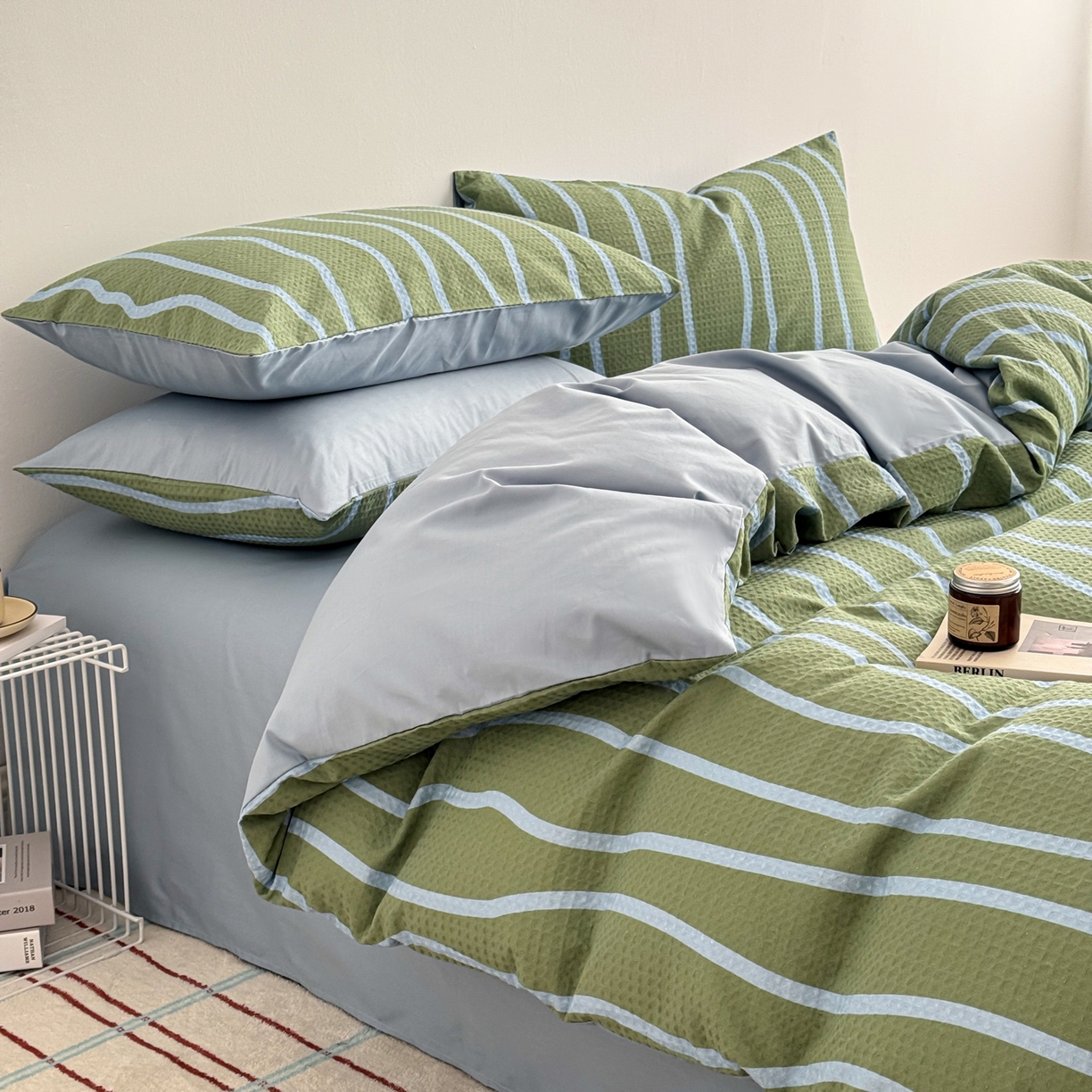 91家纺网 家纺一手货源 找家纺 （总）沐辰 2026新款A类华夫格全棉纯棉印花四件套