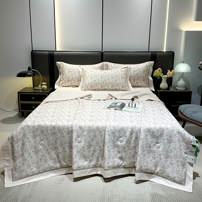 91家纺网 家纺一手货源 找家纺 （总）欧夏家纺 2026莱赛尔天丝麻数码印花镂空夏被空调被夏凉被