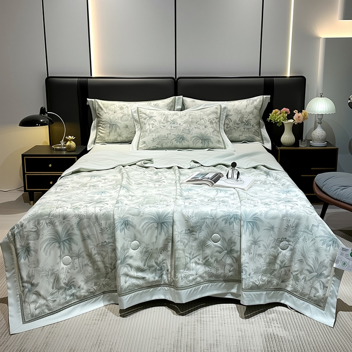 91家纺网 家纺一手货源 找家纺 （总）欧夏家纺 2026莱赛尔天丝麻数码印花镂空夏被空调被夏凉被