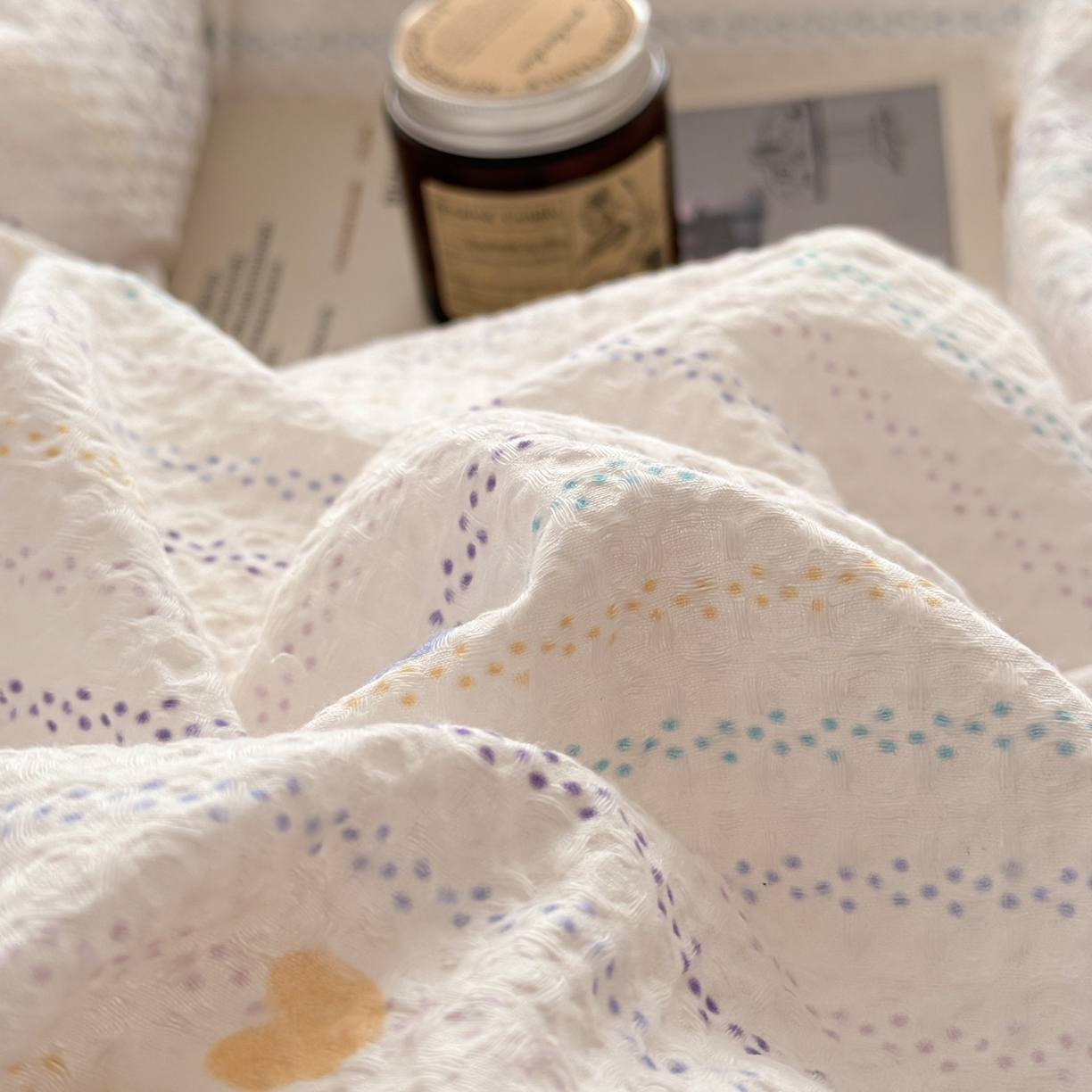 91家纺网 家纺一手货源 找家纺 沐辰 2026新款A类华夫格全棉纯棉印花四件套 华夫格-爱心