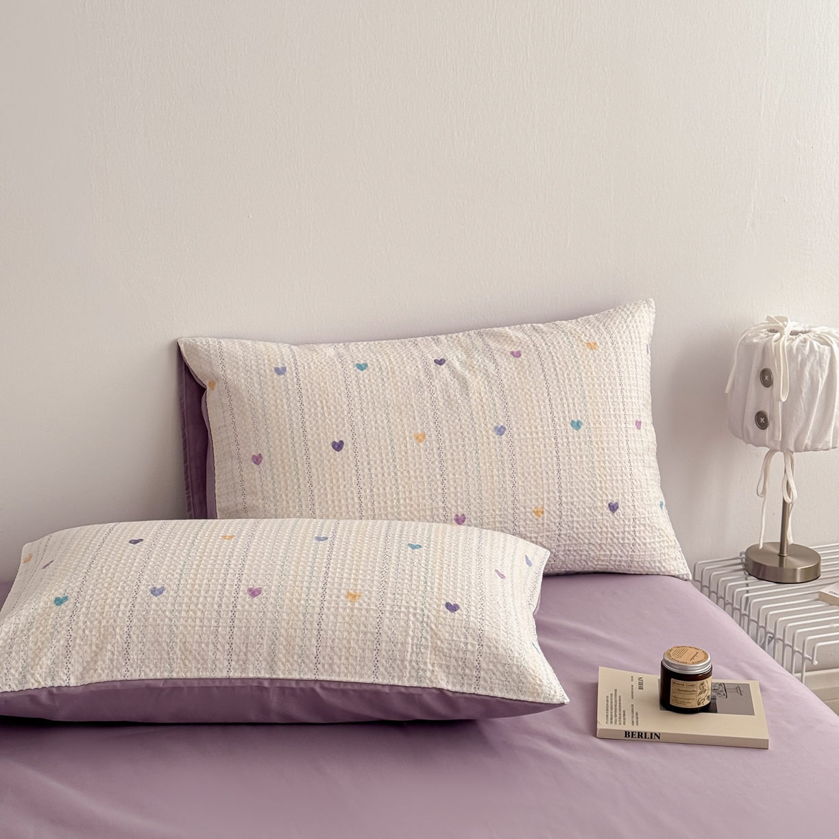 91家纺网 家纺一手货源 找家纺 沐辰 2026新款A类华夫格全棉纯棉印花四件套 华夫格-爱心