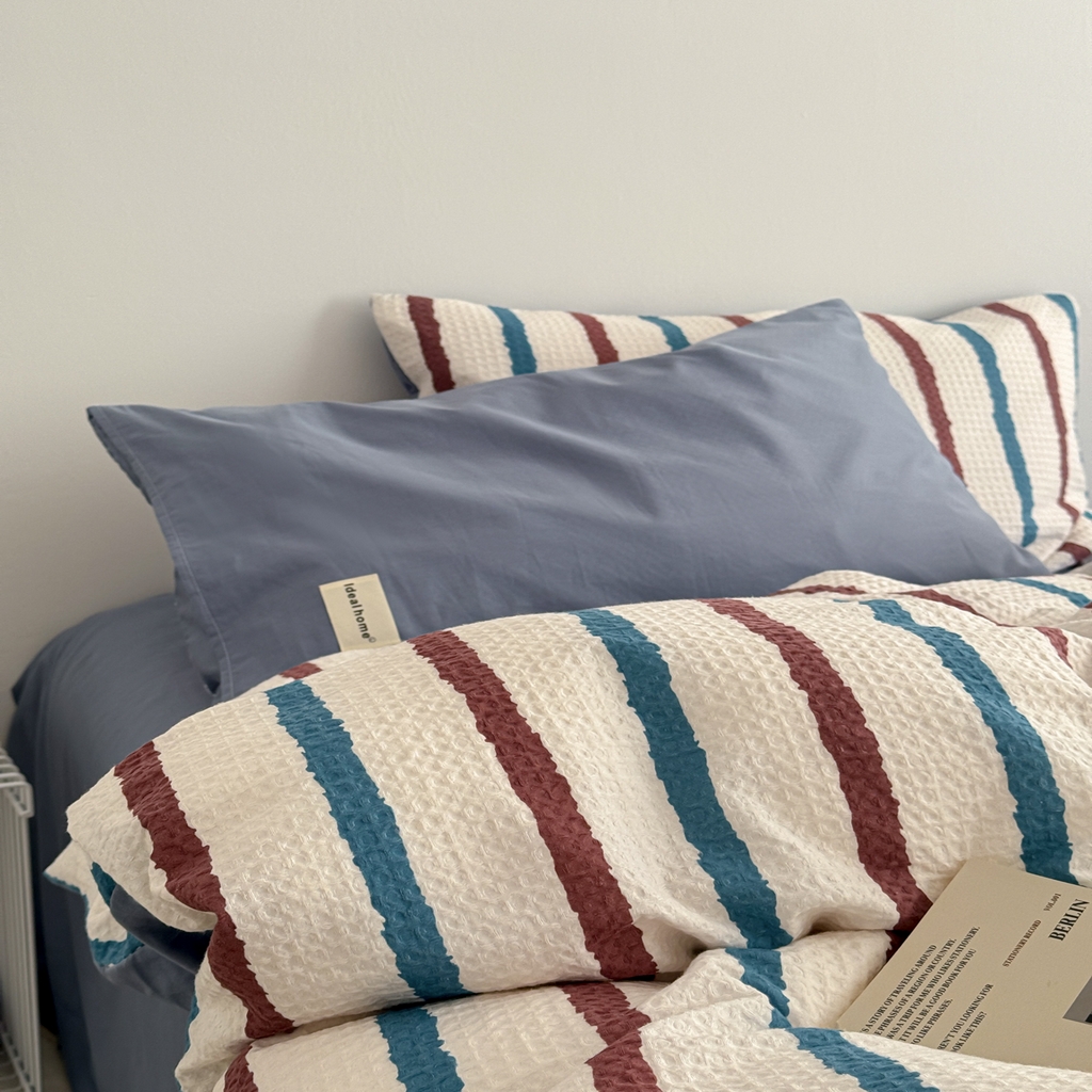 91家纺网 家纺一手货源 找家纺 沐辰 2026新款A类华夫格全棉纯棉印花四件套 华夫格-自由