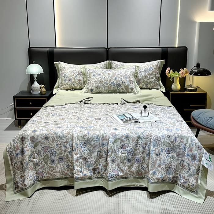 91家纺网 家纺一手货源 找家纺 （总）欧夏家纺 2026莱赛尔天丝麻数码印花镂空夏被空调被夏凉被