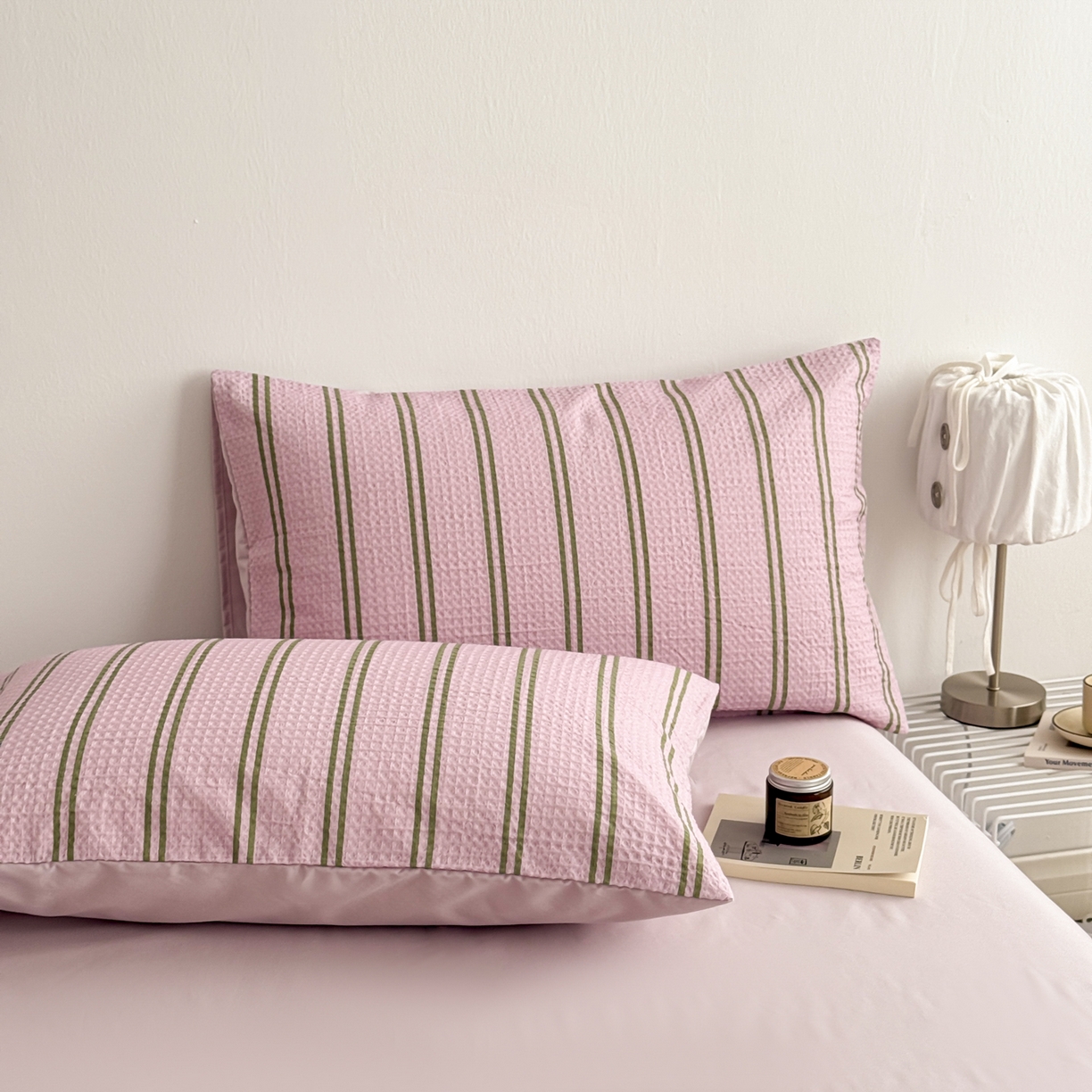 91家纺网 家纺一手货源 找家纺 沐辰 2026新款A类华夫格全棉纯棉印花四件套 华夫格-甜心