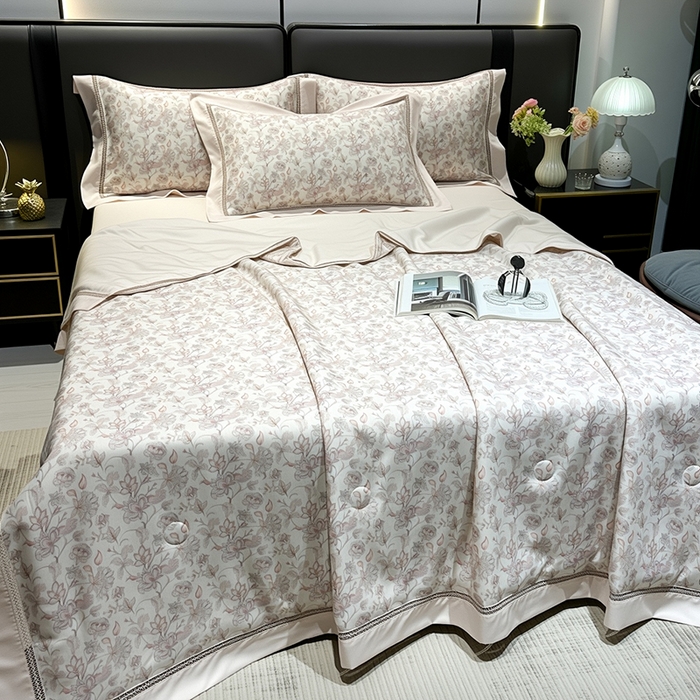 91家纺网 家纺一手货源 找家纺 欧夏家纺 2026莱赛尔天丝麻数码印花镂空夏被空调被夏凉被 博雅