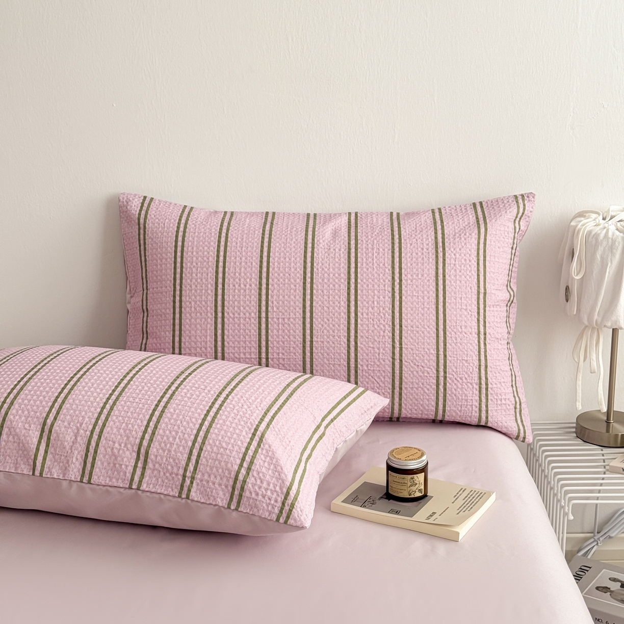 91家纺网 家纺一手货源 找家纺 沐辰 2026新款A类华夫格全棉纯棉印花四件套 华夫格-甜心