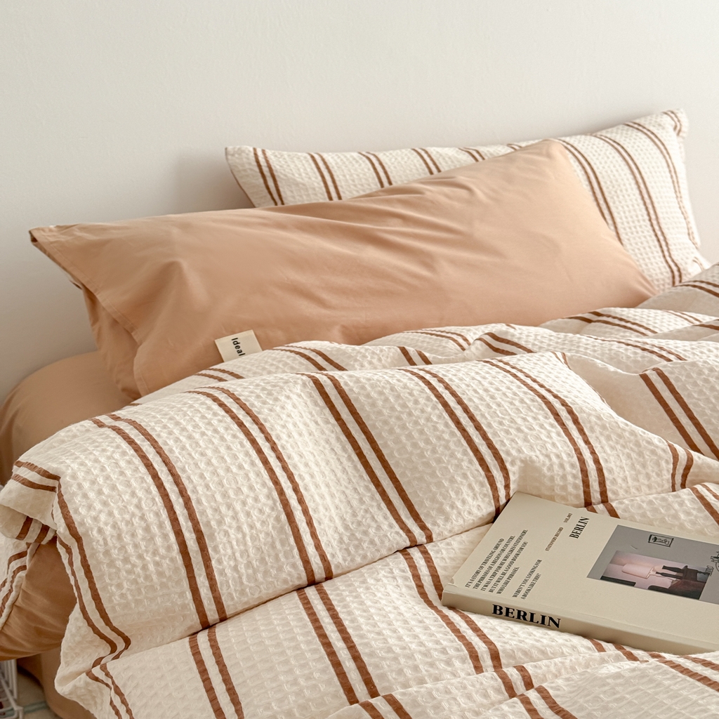 91家纺网 家纺一手货源 找家纺 沐辰 2026新款A类华夫格全棉纯棉印花四件套 华夫格-沙滩