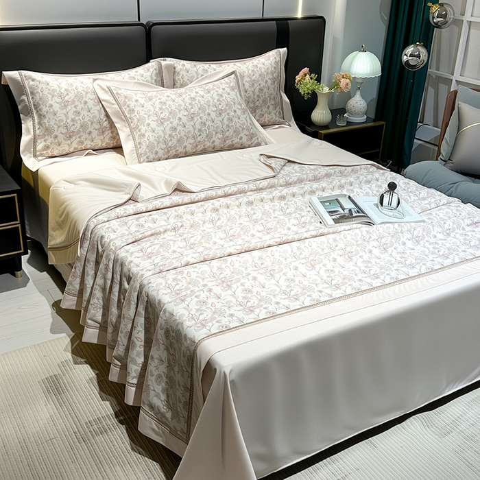 91家纺网 家纺一手货源 找家纺 欧夏家纺 2026莱赛尔天丝麻数码印花镂空夏被空调被夏凉被 博雅