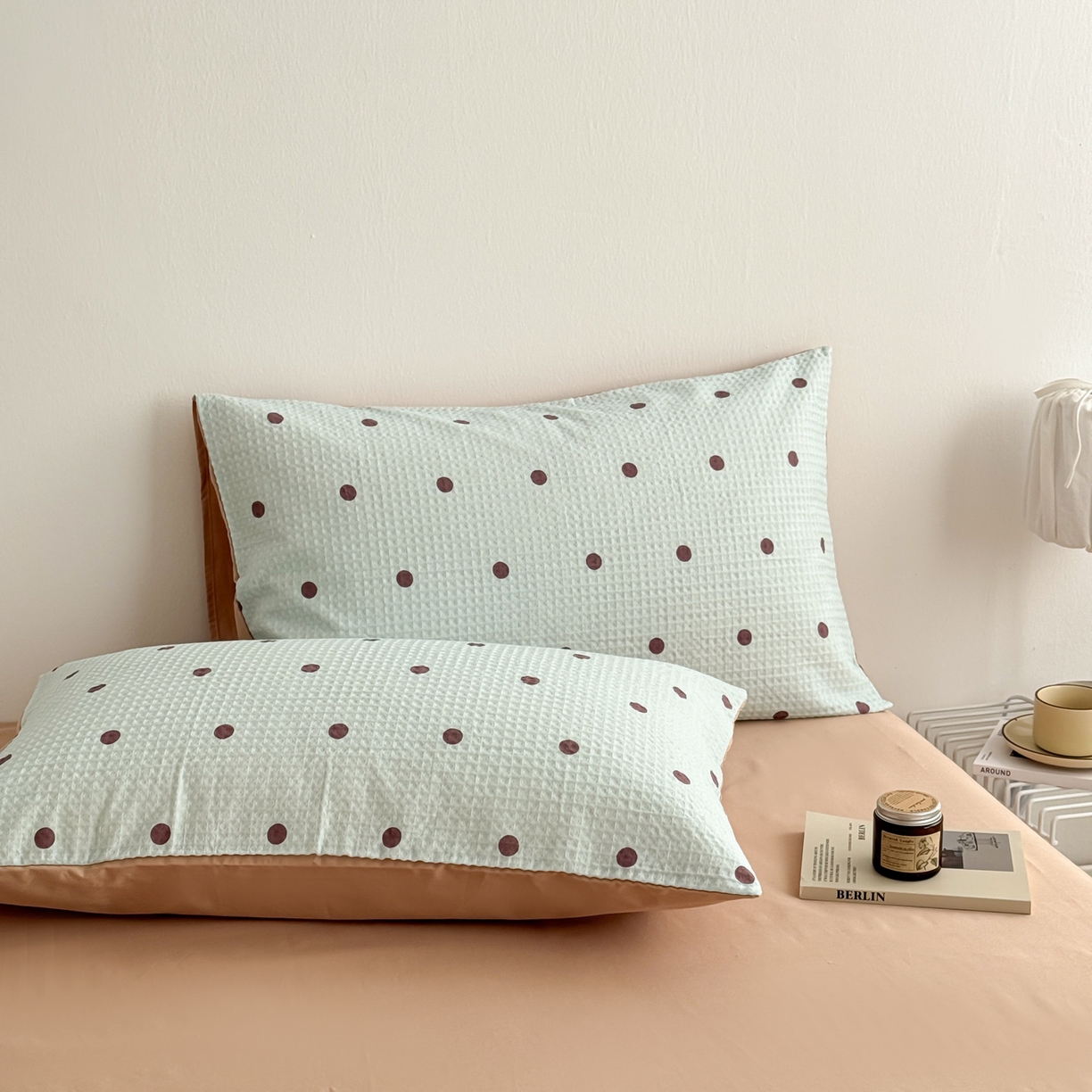 91家纺网 家纺一手货源 找家纺 沐辰 2026新款A类华夫格全棉纯棉印花四件套 华夫格-点点