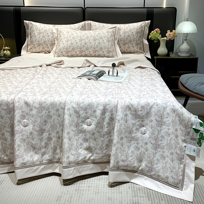 91家纺网 家纺一手货源 找家纺 欧夏家纺 2026莱赛尔天丝麻数码印花镂空夏被空调被夏凉被 博雅