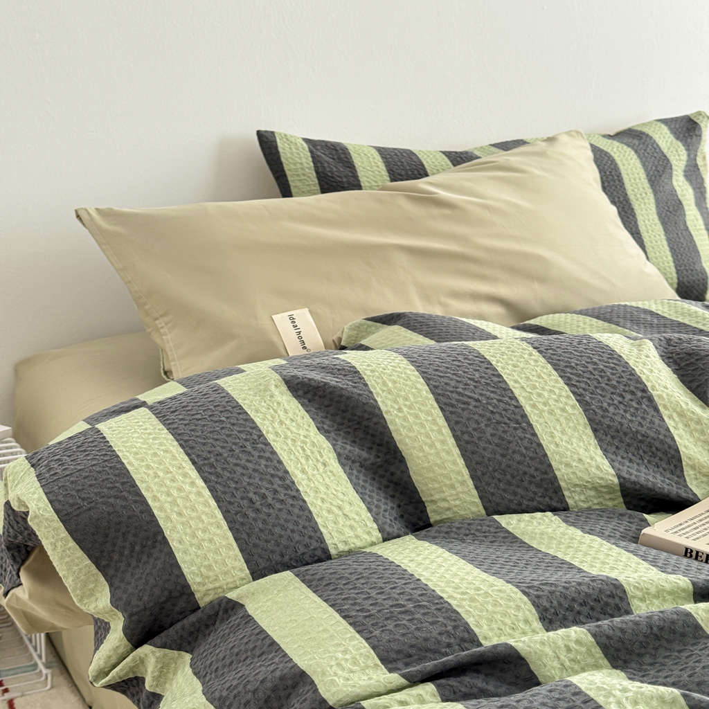 91家纺网 家纺一手货源 找家纺 沐辰 2026新款A类华夫格全棉纯棉印花四件套 华夫格-田野