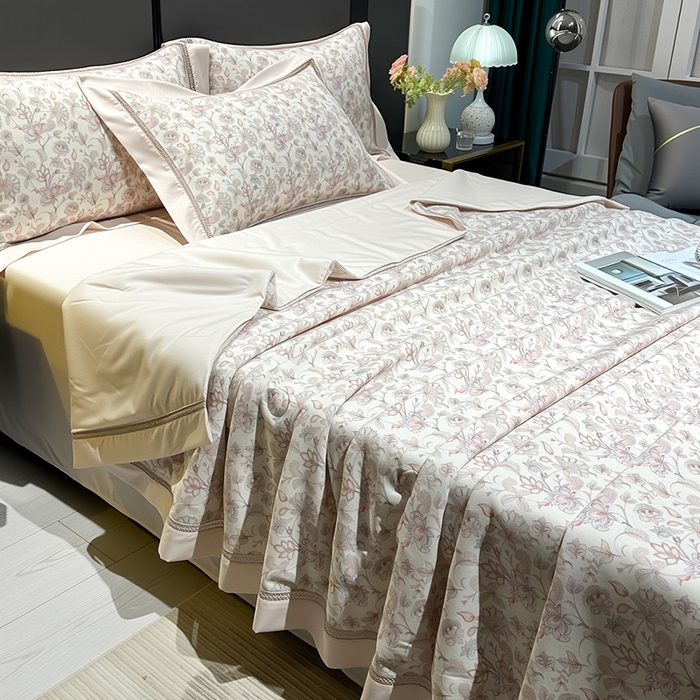 91家纺网 家纺一手货源 找家纺 欧夏家纺 2026莱赛尔天丝麻数码印花镂空夏被空调被夏凉被 博雅