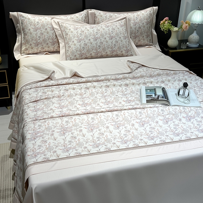 91家纺网 家纺一手货源 找家纺 欧夏家纺 2026莱赛尔天丝麻数码印花镂空夏被空调被夏凉被 博雅