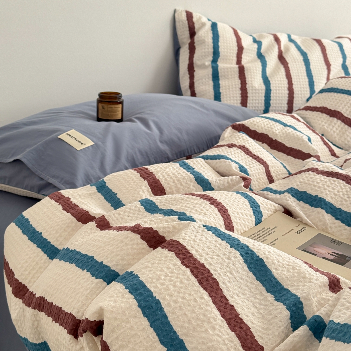 91家纺网 家纺一手货源 找家纺 沐辰 2026新款A类华夫格全棉纯棉印花四件套 华夫格-自由