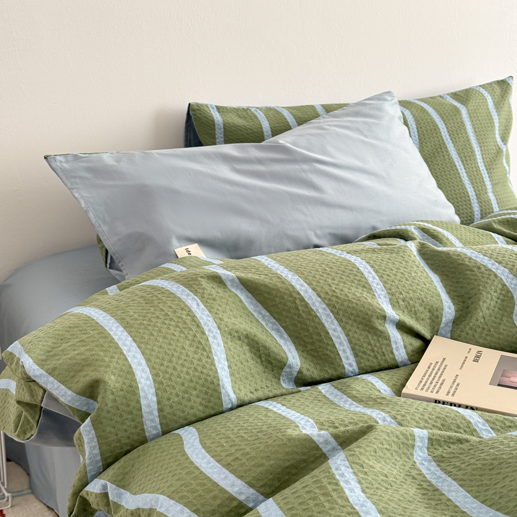 91家纺网 家纺一手货源 找家纺 沐辰 2026新款A类华夫格全棉纯棉印花四件套 华夫格-森林