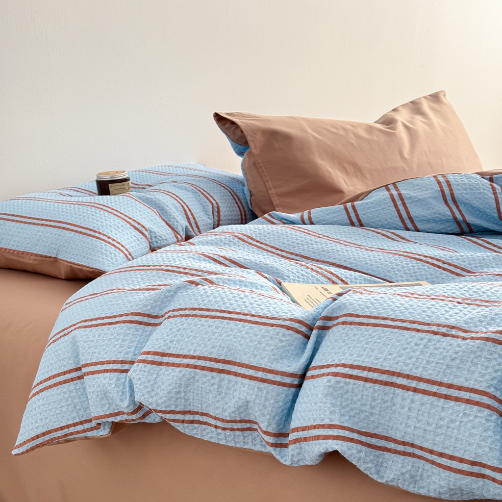 91家纺网 家纺一手货源 找家纺 沐辰 2026新款A类华夫格全棉纯棉印花四件套 华夫格-海洋