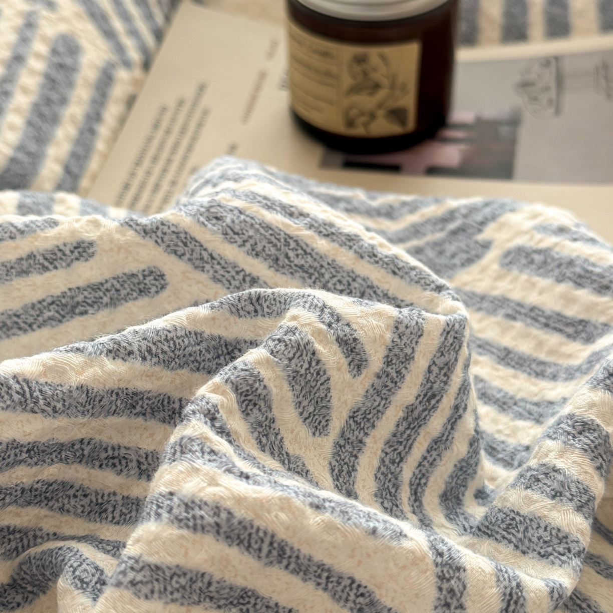 91家纺网 家纺一手货源 找家纺 沐辰 2026新款A类华夫格全棉纯棉印花四件套 华夫格-雪花