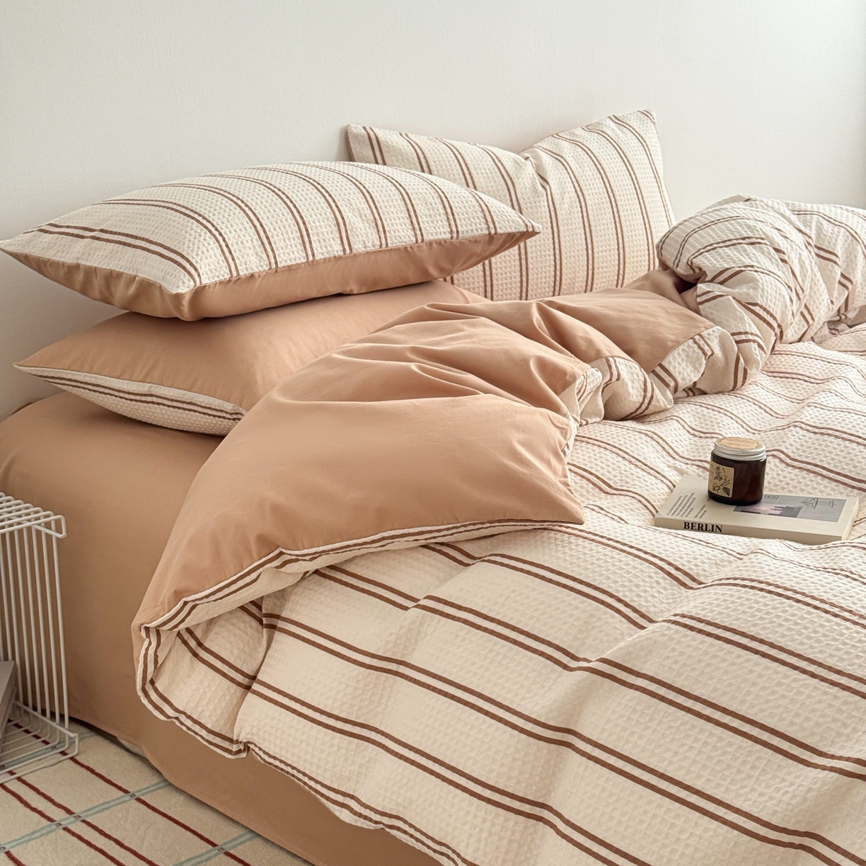 沐辰 2026新款A类华夫格全棉纯棉印花四件套 华夫格-沙滩