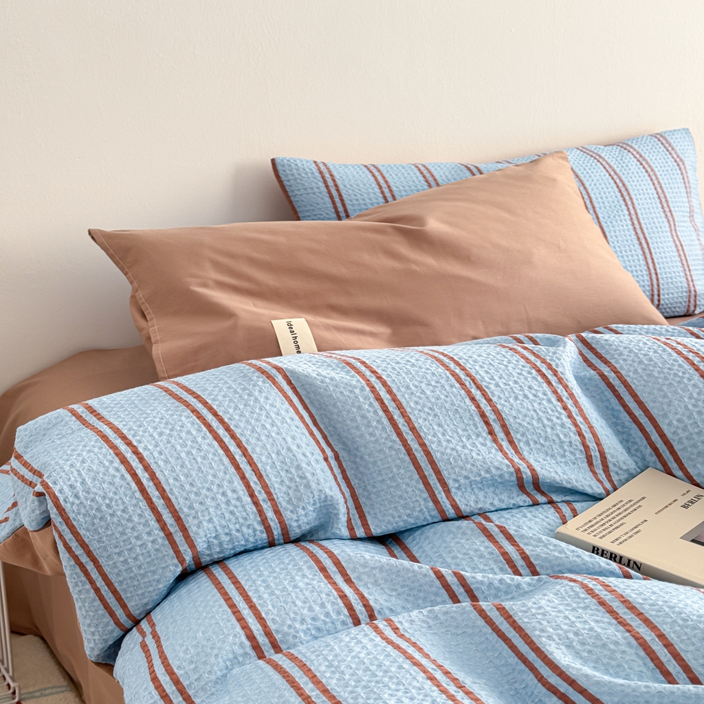 91家纺网 家纺一手货源 找家纺 沐辰 2026新款A类华夫格全棉纯棉印花四件套 华夫格-海洋