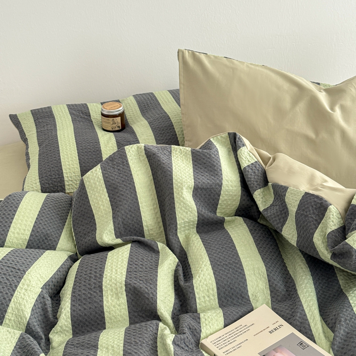 91家纺网 家纺一手货源 找家纺 沐辰 2026新款A类华夫格全棉纯棉印花四件套 华夫格-田野