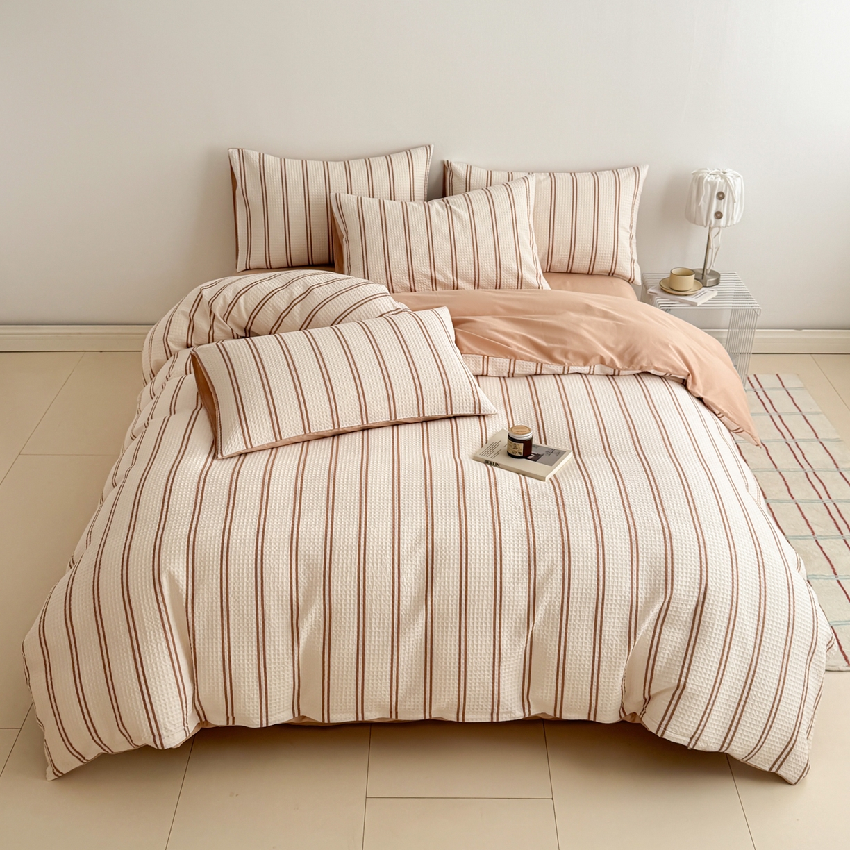 91家纺网 家纺一手货源 找家纺 沐辰 2026新款A类华夫格全棉纯棉印花四件套 华夫格-沙滩