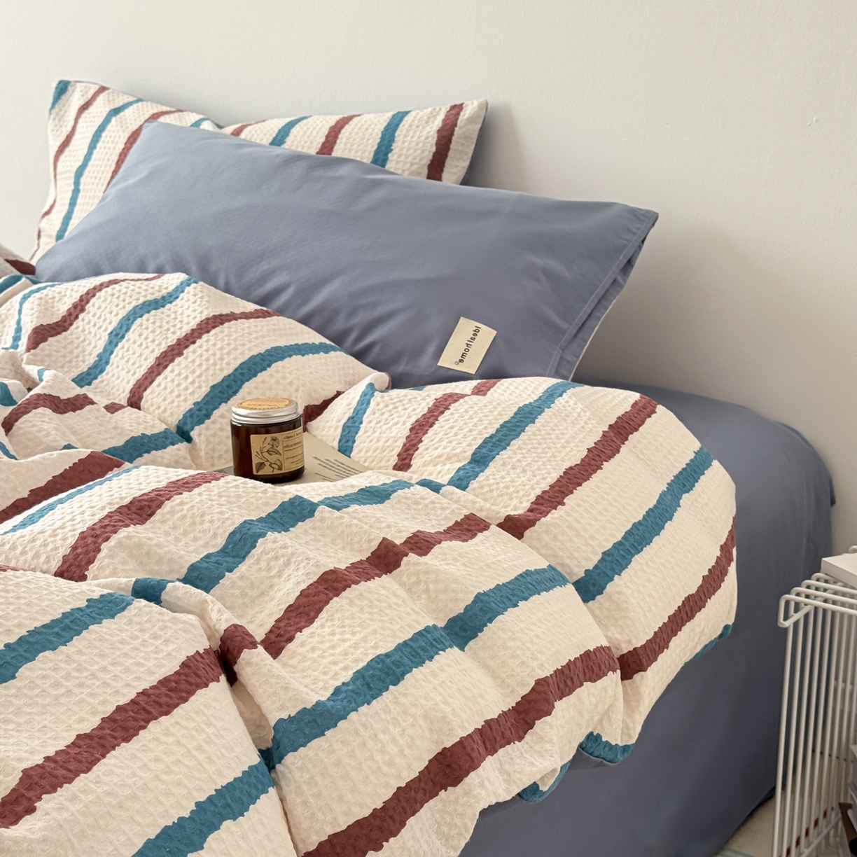 91家纺网 家纺一手货源 找家纺 沐辰 2026新款A类华夫格全棉纯棉印花四件套 华夫格-自由