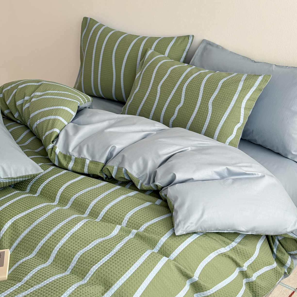 91家纺网 家纺一手货源 找家纺 沐辰 2026新款A类华夫格全棉纯棉印花四件套 华夫格-森林