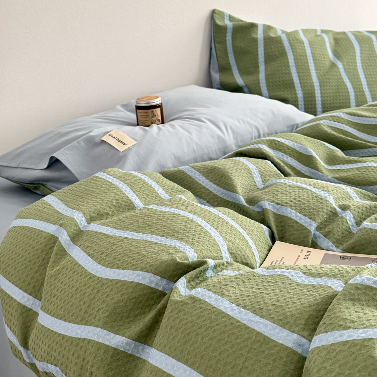 91家纺网 家纺一手货源 找家纺 沐辰 2026新款A类华夫格全棉纯棉印花四件套 华夫格-森林