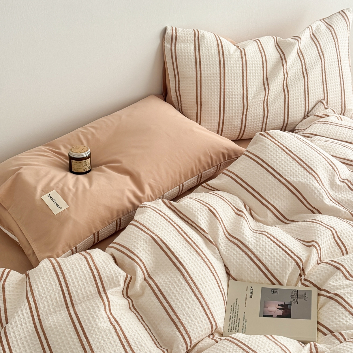 91家纺网 家纺一手货源 找家纺 沐辰 2026新款A类华夫格全棉纯棉印花四件套 华夫格-沙滩