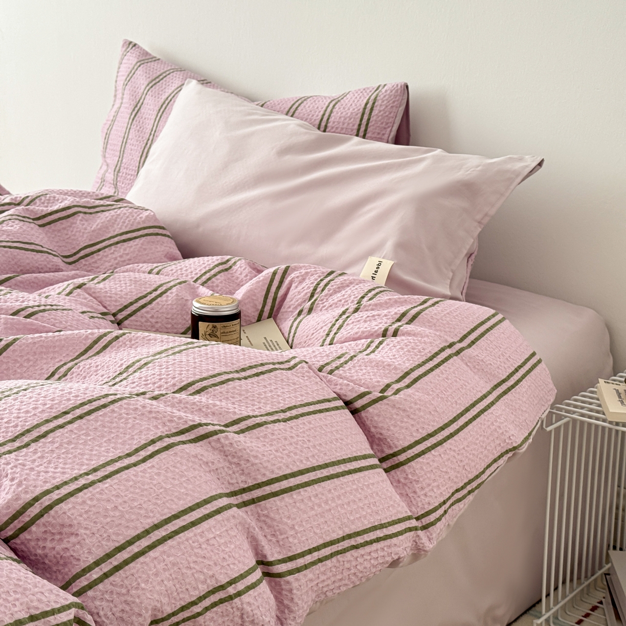 91家纺网 家纺一手货源 找家纺 沐辰 2026新款A类华夫格全棉纯棉印花四件套 华夫格-甜心