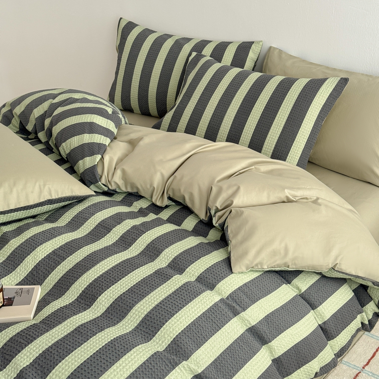 91家纺网 家纺一手货源 找家纺 沐辰 2026新款A类华夫格全棉纯棉印花四件套 华夫格-田野