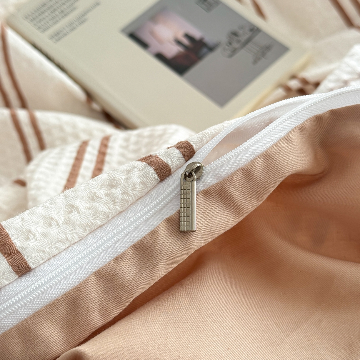 91家纺网 家纺一手货源 找家纺 沐辰 2026新款A类华夫格全棉纯棉印花四件套 华夫格-沙滩