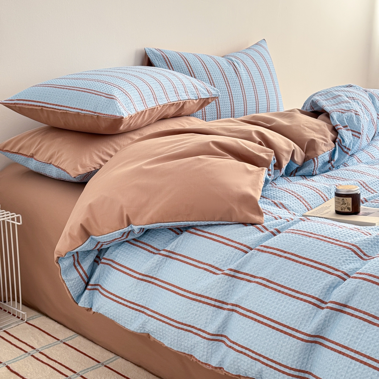 沐辰 2026新款A类华夫格全棉纯棉印花四件套 华夫格-海洋