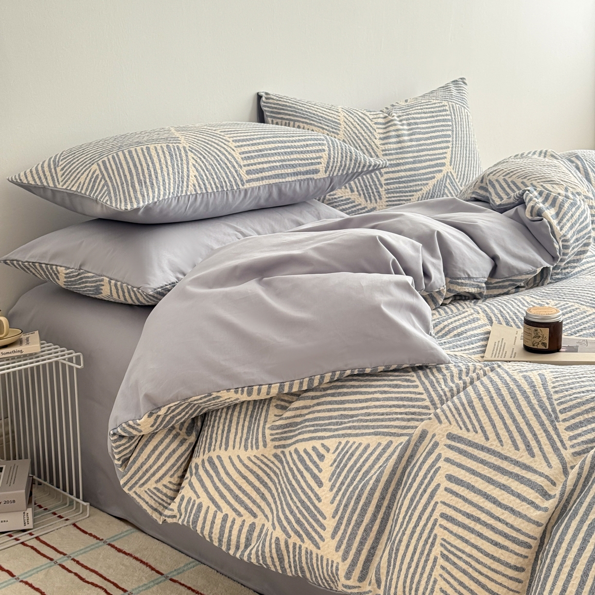 沐辰 2026新款A类华夫格全棉纯棉印花四件套 华夫格-雪花