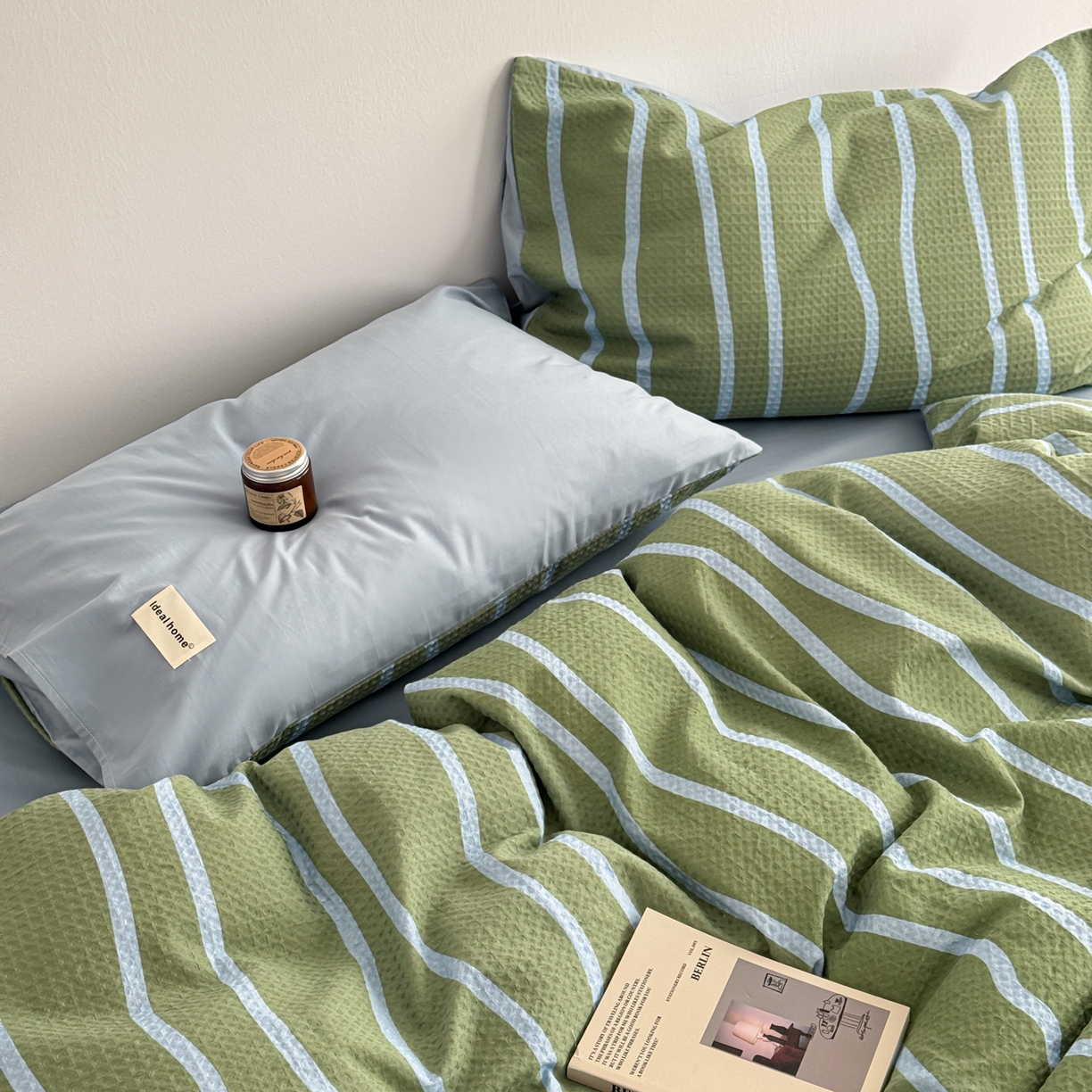 91家纺网 家纺一手货源 找家纺 沐辰 2026新款A类华夫格全棉纯棉印花四件套 华夫格-森林