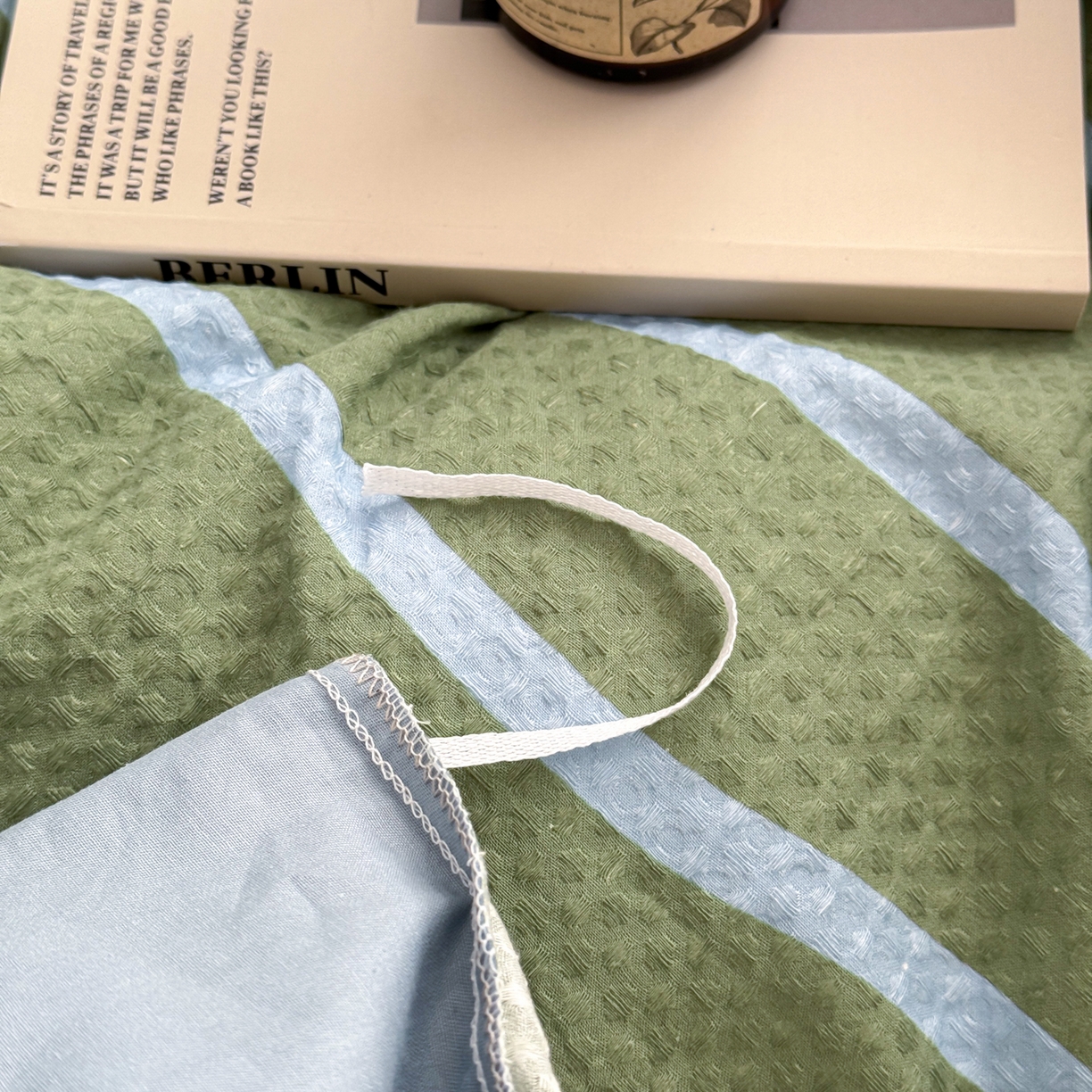 91家纺网 家纺一手货源 找家纺 沐辰 2026新款A类华夫格全棉纯棉印花四件套 华夫格-森林