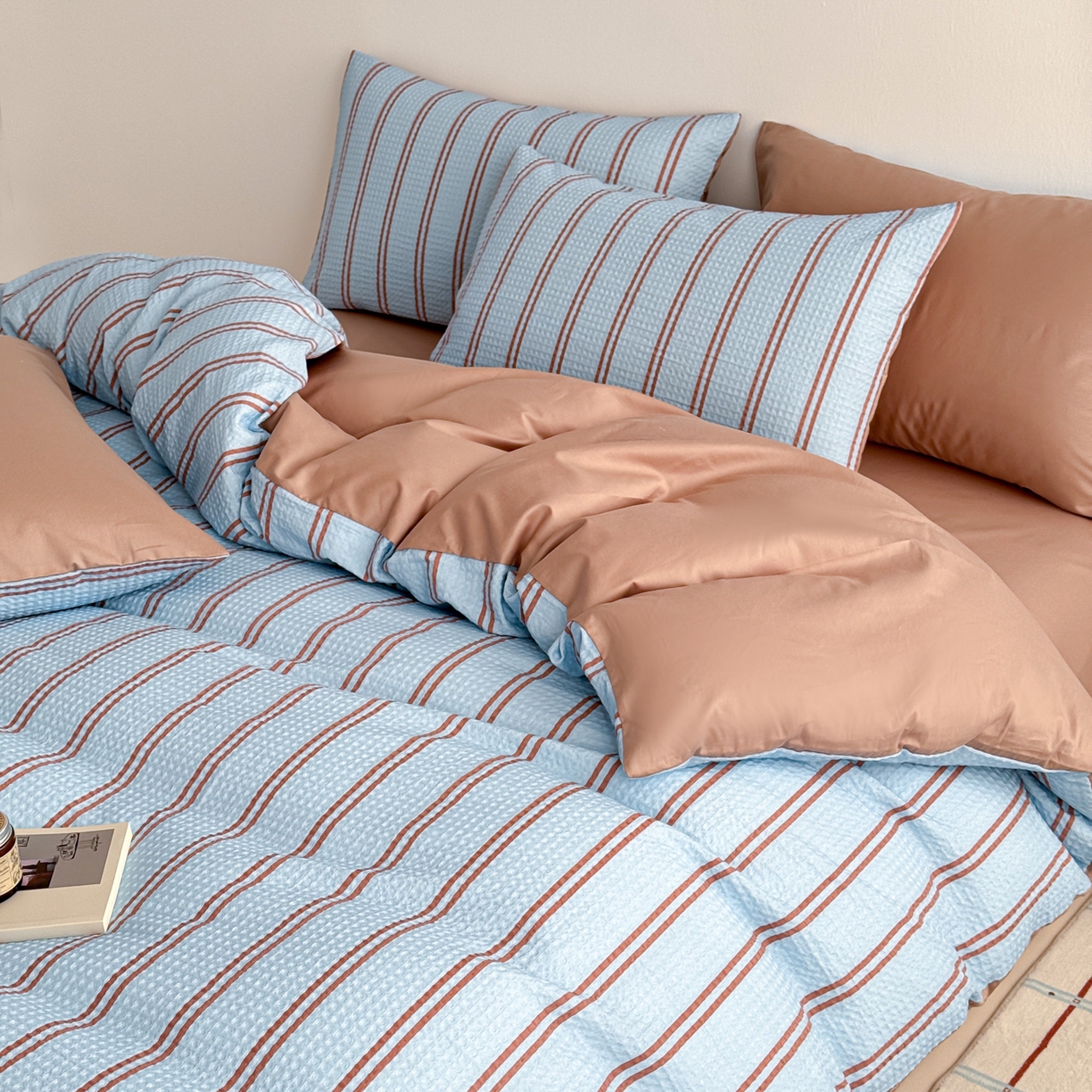 91家纺网 家纺一手货源 找家纺 沐辰 2026新款A类华夫格全棉纯棉印花四件套 华夫格-海洋