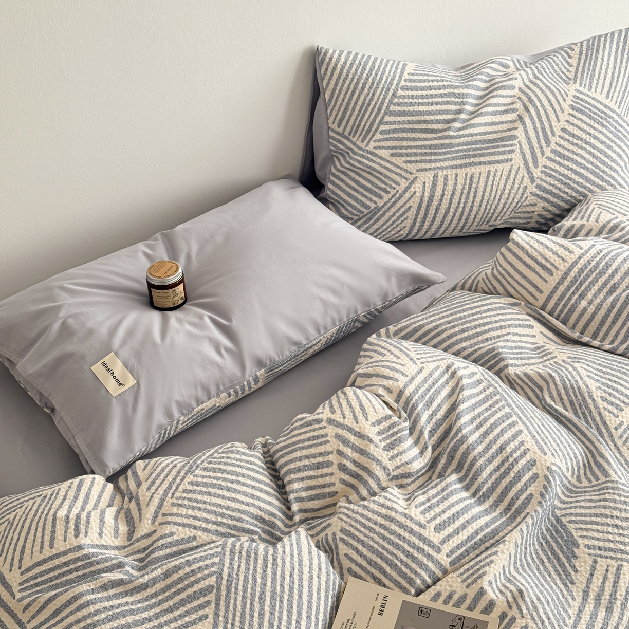 91家纺网 家纺一手货源 找家纺 沐辰 2026新款A类华夫格全棉纯棉印花四件套 华夫格-雪花