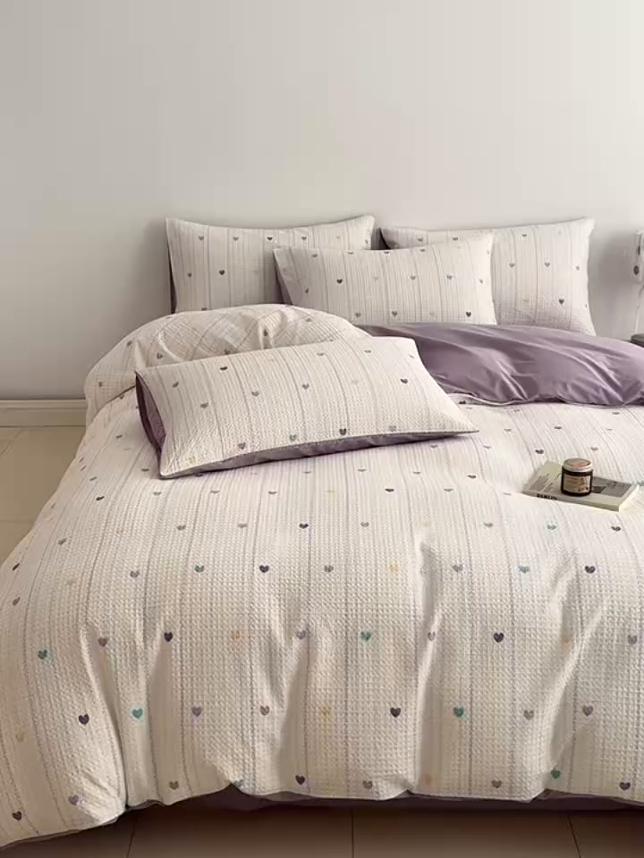 91家纺网 家纺一手货源 找家纺 （总）沐辰 2026新款A类华夫格全棉纯棉印花四件套