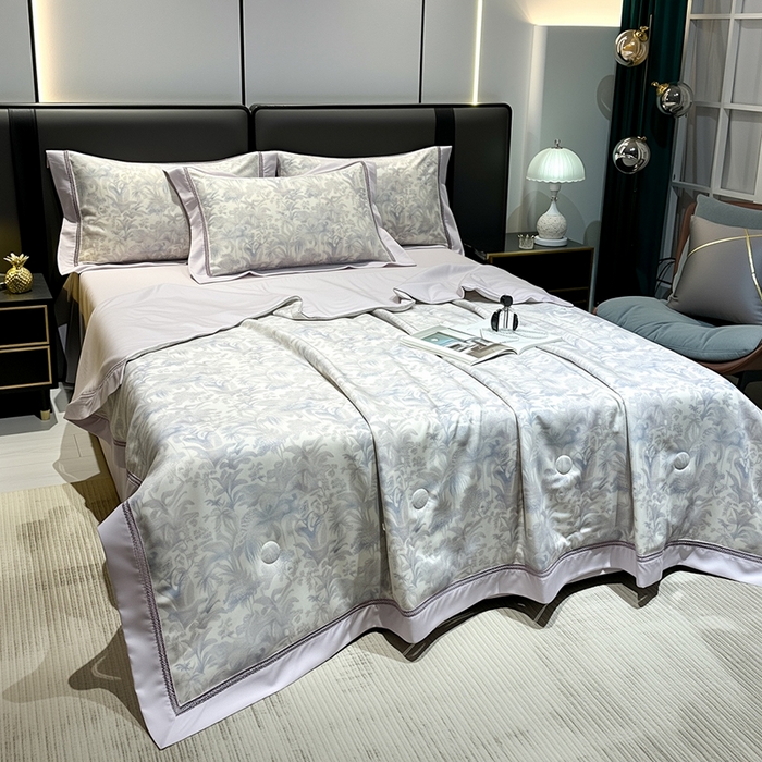 91家纺网 家纺一手货源 找家纺 欧夏家纺 2026莱赛尔天丝麻数码印花镂空夏被空调被夏凉被 锦尚