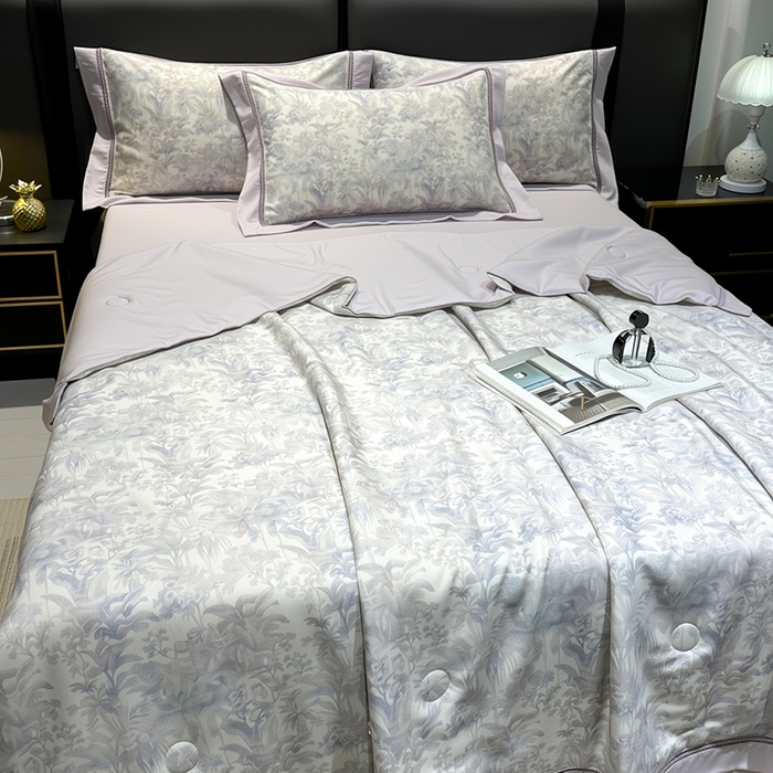 91家纺网 家纺一手货源 找家纺 欧夏家纺 2026莱赛尔天丝麻数码印花镂空夏被空调被夏凉被 锦尚