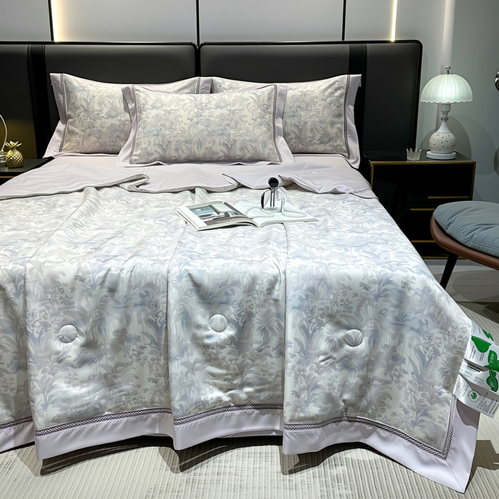 91家纺网 家纺一手货源 找家纺 欧夏家纺 2026莱赛尔天丝麻数码印花镂空夏被空调被夏凉被 锦尚