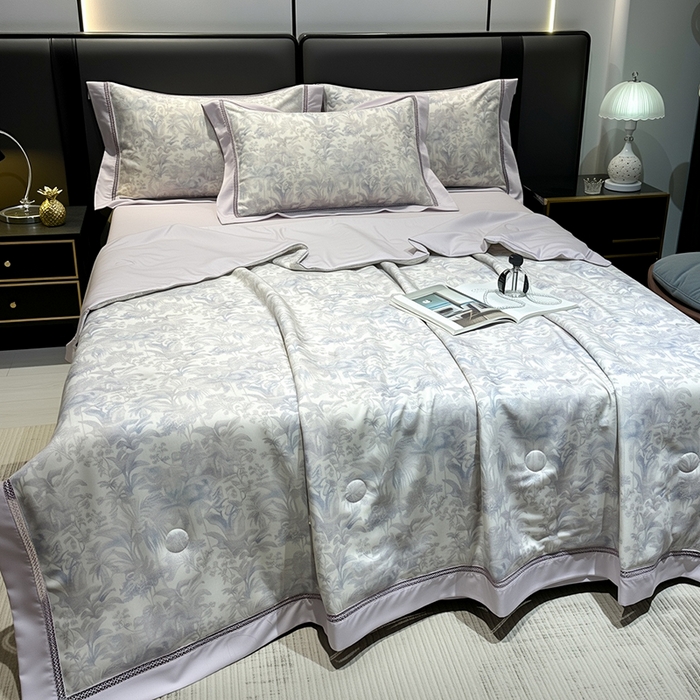 91家纺网 家纺一手货源 找家纺 欧夏家纺 2026莱赛尔天丝麻数码印花镂空夏被空调被夏凉被 锦尚