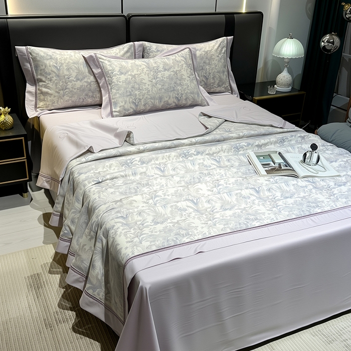 91家纺网 家纺一手货源 找家纺 欧夏家纺 2026莱赛尔天丝麻数码印花镂空夏被空调被夏凉被 锦尚