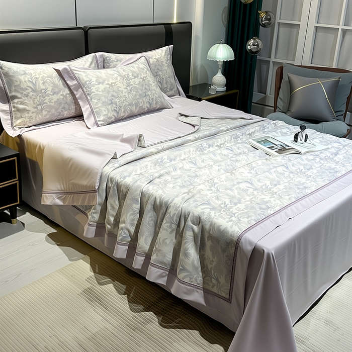 91家纺网 家纺一手货源 找家纺 欧夏家纺 2026莱赛尔天丝麻数码印花镂空夏被空调被夏凉被 锦尚