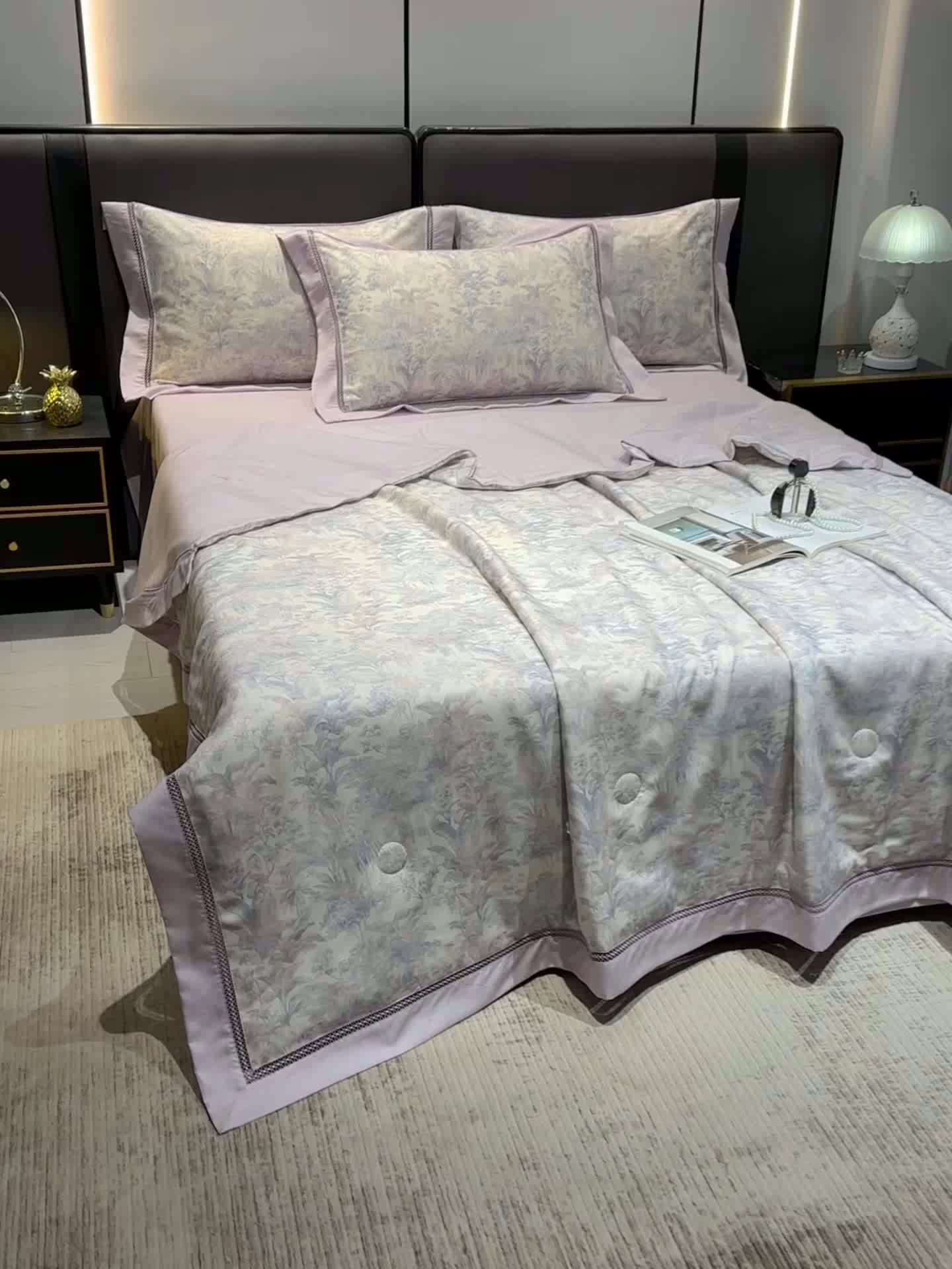 91家纺网 家纺一手货源 找家纺 欧夏家纺 2026莱赛尔天丝麻数码印花镂空夏被空调被夏凉被 锦尚