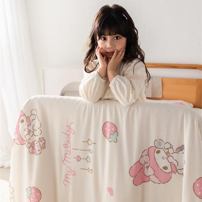 91家纺网 家纺一手货源 找家纺 心卓婴童馆 2026新款三丽鸥凉感丝冰豆豆被被子被芯-儿童图 草莓美乐蒂