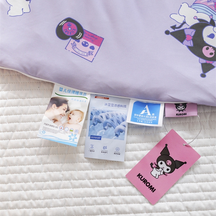 91家纺网 家纺一手货源 找家纺 心卓婴童馆 2026新款三丽鸥凉感丝冰豆豆被被子被芯-儿童图 牛奶库洛米