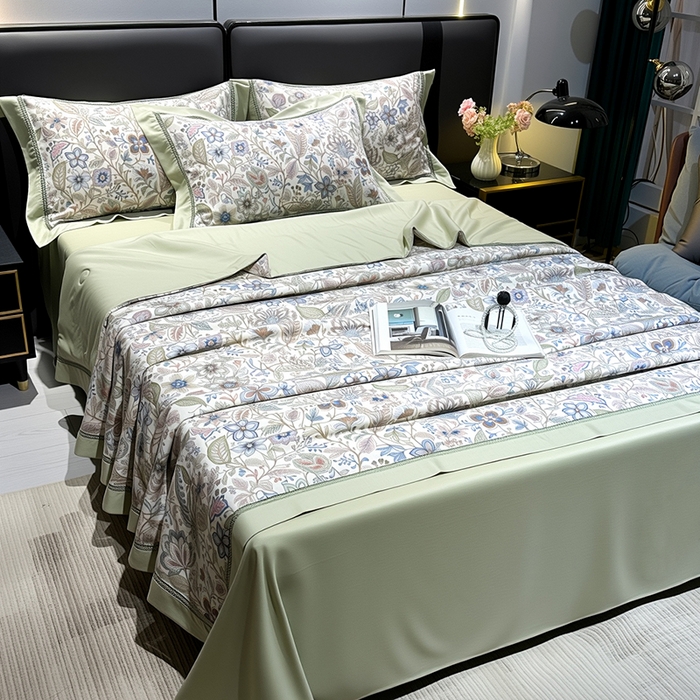 91家纺网 家纺一手货源 找家纺 欧夏家纺 2026莱赛尔天丝麻数码印花镂空夏被空调被夏凉被 帕蒂